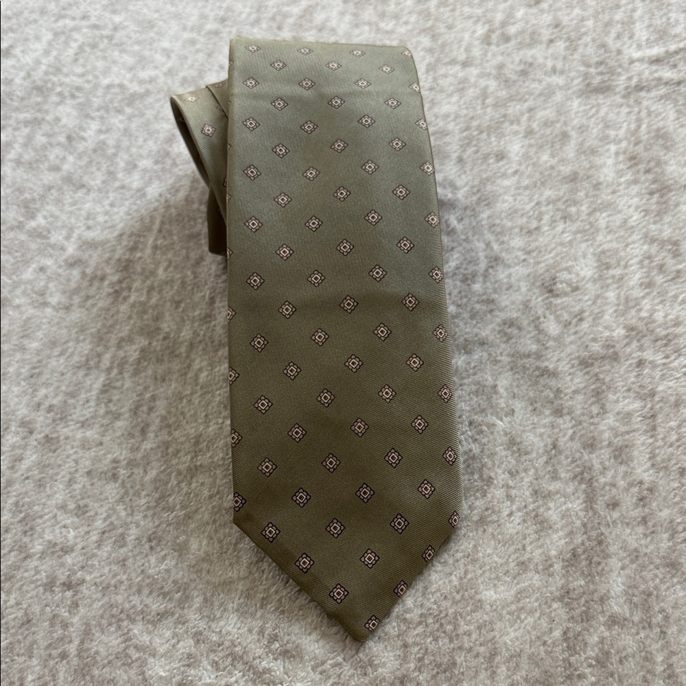 Chadwicks Olive Green Geometric Tie